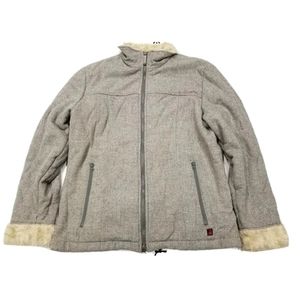 WOOLRICH Women's Size M Wool Blend Gray Full Zip Fleece-Lined Jacket Coat :O